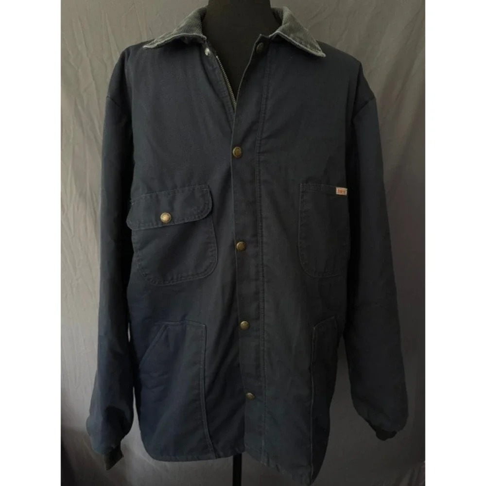 Vintage Berco USA Chore Coat/Jacket Insulated Quilted Corduroy Collar Large Tall
